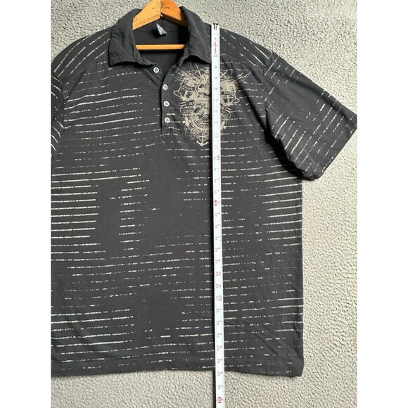 Vtg Y2K Cyber All Over Print Cross Graphic Short Sleeve Men's Polo Shirt XL Goth - Picture 8 of 9